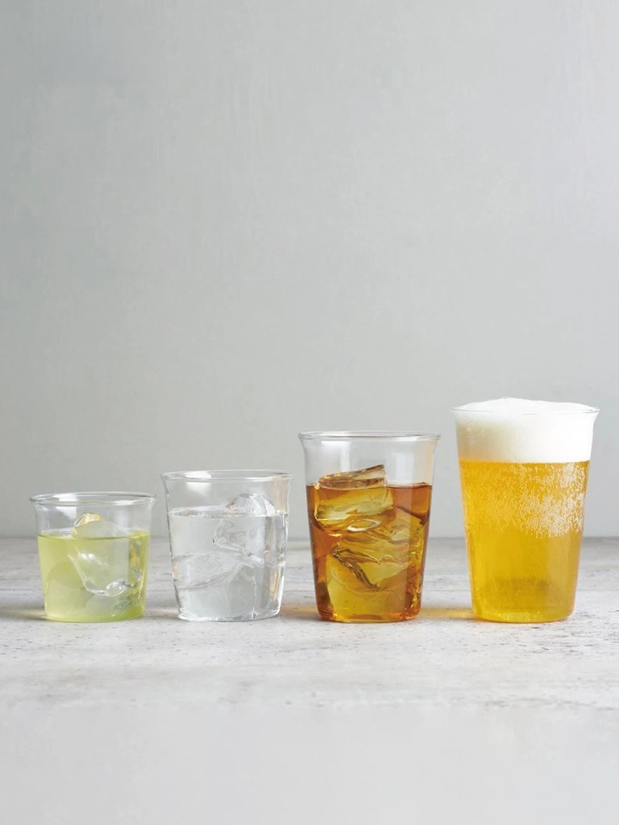 Kinto ガラスカップ透明コーヒーカップ水出しアイスラテビール水ティーカップ耐熱丸型単層