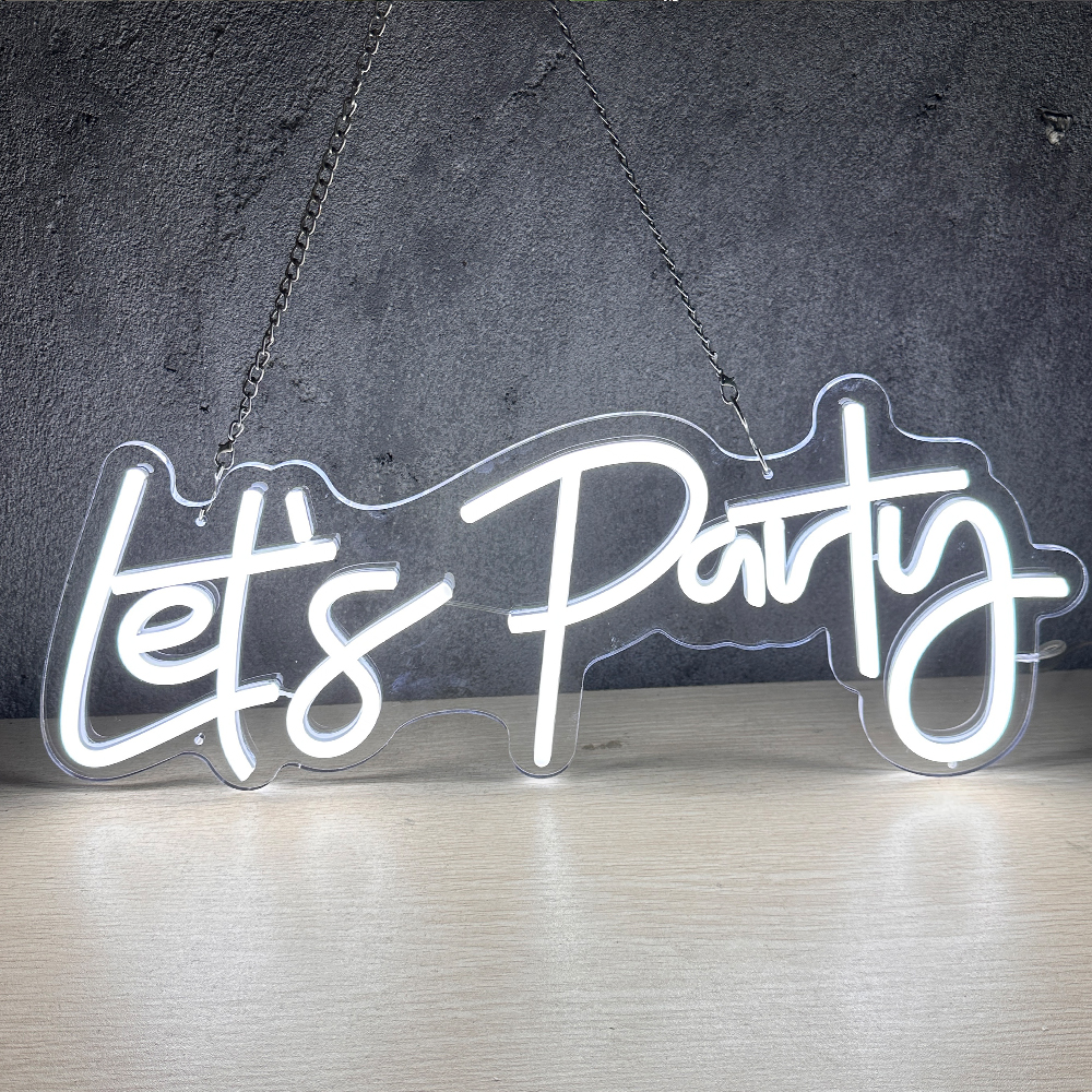 20 インチ Let's Party ネオンサイン クールな白い背景のパーティーライト イベント雰囲気の装飾用