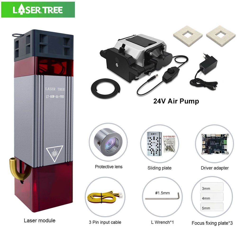 LASER TREE 10W 光パワーレーザーモジュール 24V エアポンプコンプレッサー付き CNC マシンレーザー切断 DIY 木材彫刻ツール用