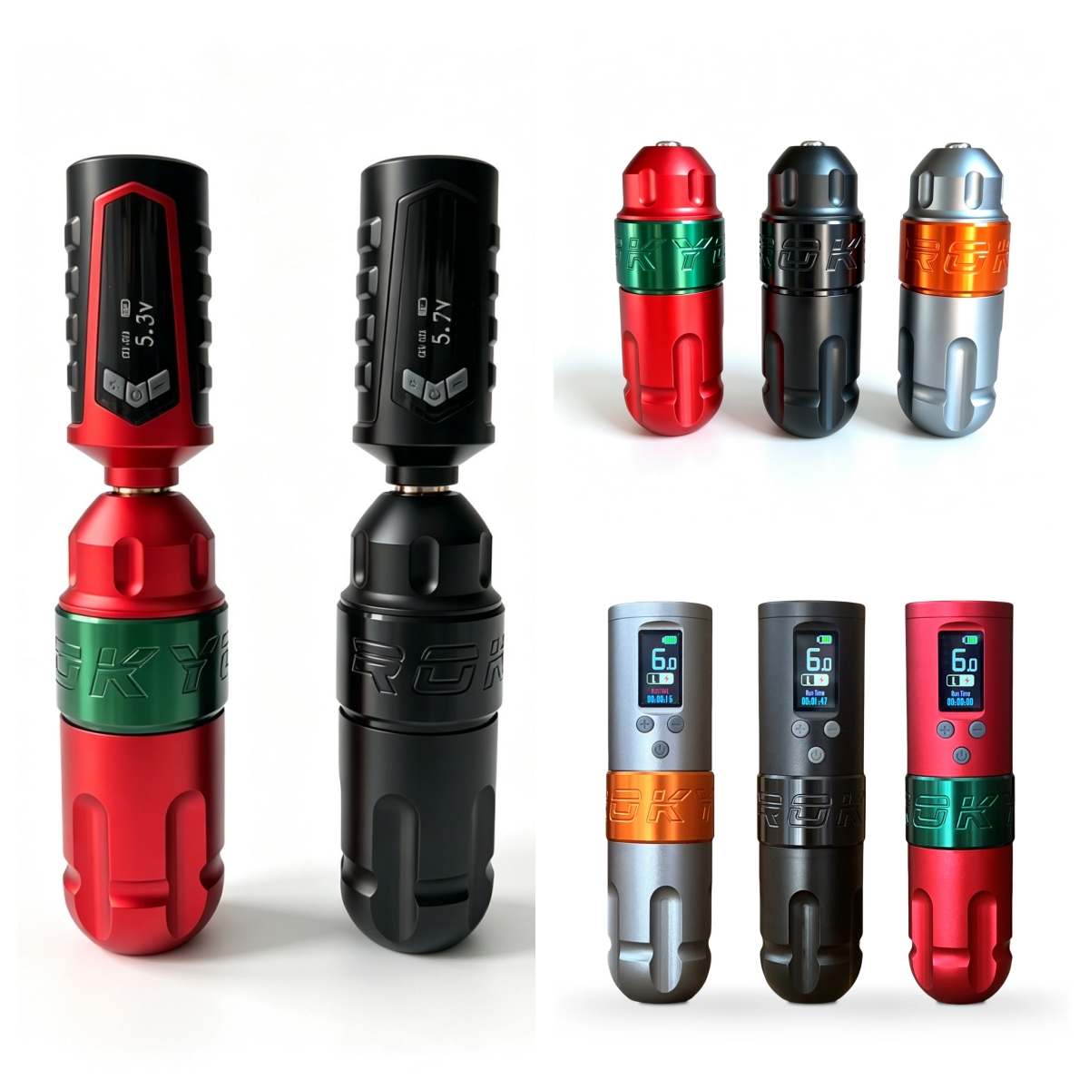 ROKYO ストローク 4.0 ミリメートルロータリータトゥーペン強力なブラシレスモーターマシン RCA ワイヤレス BRONC 1600mAh バッテリー