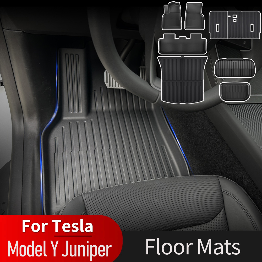 For Tesla Model Y Juniper 2025 2026 TPE Floor Mats Waterproof Front Rear Trunk Mat Non-slip Foot Pads Backrest Mats Accessories
