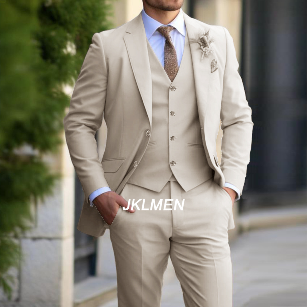 クラシックメンズスーツ 3 ピースファッションスリムフィットブレザーベストパンツセットフォーマルビジネス結婚式タキシード男性カジュアル服
