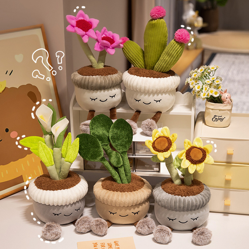 1Pc 美しい鉢植えぬいぐるみかわいい花ヒマワリサボテンスイレン模擬鉢植え人形用家の車の装飾
