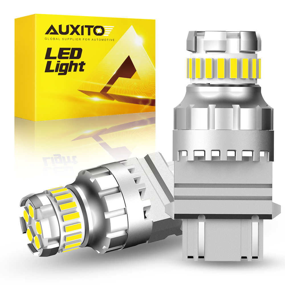 AUXITO 2 個 3157 3156 3057 P27/7W LED 電球 T25 LED 車 DRL 駐車信号ランプアンバーイエローホワイトレッドリバースブレーキライト