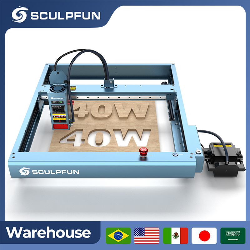 Sculpfun 40 ワットレーザー彫刻切断機 SF-A9 紙切断用木材竹革色ガラス 400*400 作業エリア