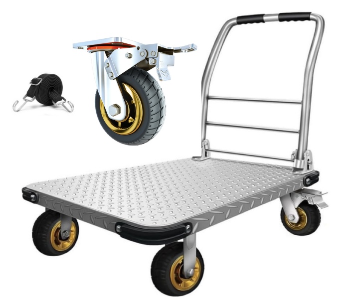 ヘビーデューティプラットフォームトラックフラットカートハンドトラックドリー、1000KG 36 X 24インチ大型フラットベッド、5インチスイベルキャスターホイール付き