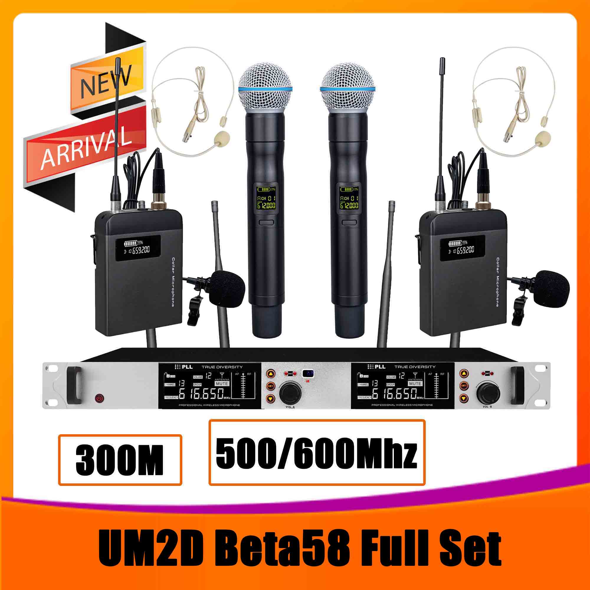 Leicozic UM2D 500/600Mhz プロフェッショナルステージワイヤレスマイクシステムコンデンサー Beta87 Microfone Beta58 ラペルヘッドセット Microfon