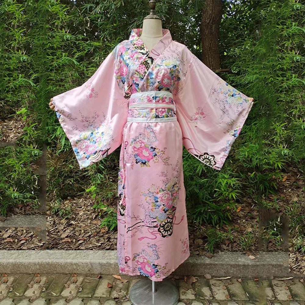 コスプレ衣装伝統的な日本の着物プリント花柄和風さくらガール着物ドレスエレガンスアジアン