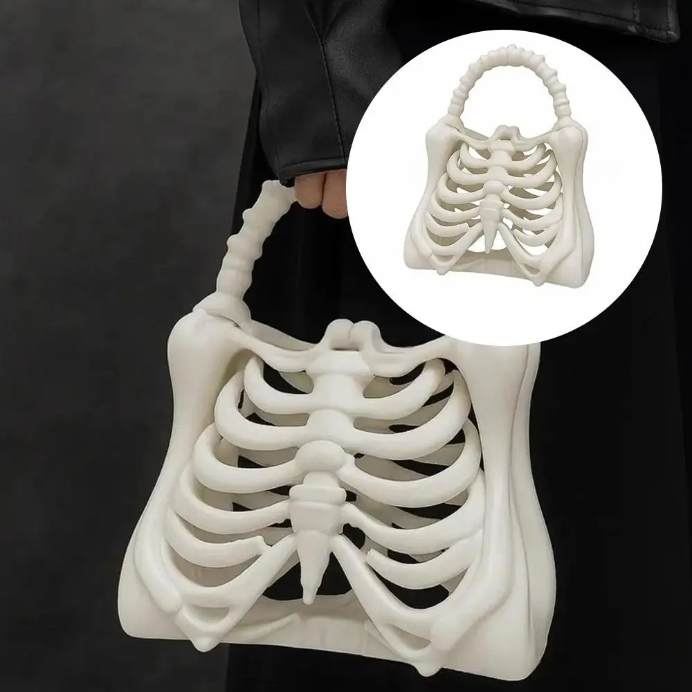 ギフト 3D 印刷スケルトンハンドバッグノベルティ衣装ゴシック財布胸郭形状クラッチバッグコスプレ