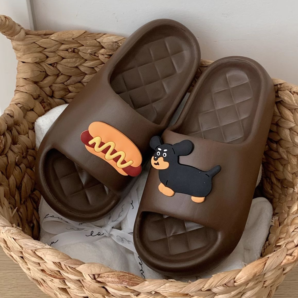 Cute Bear Design Thick Sole Women Slippers Slides Bathroom Beach Indoor Sandals Summer Couple Shoes