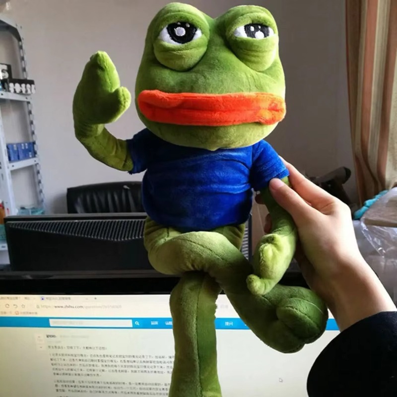 45 センチメートルペペカエルぬいぐるみ悲しいミームカエルぬいぐるみソフトファニー Peluche かわいいかわいい抱き枕家の装飾ギャグギフト