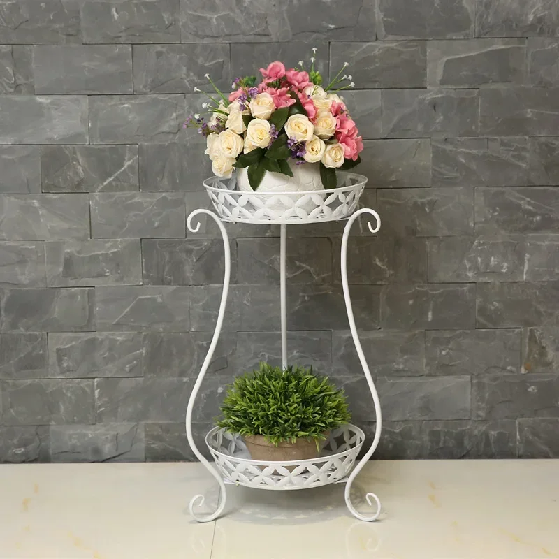 二重層ヨーロッパ錬鉄製植木鉢スタンド屋内植物ホルダー多層フロアディスプレイ家庭菜園装飾用