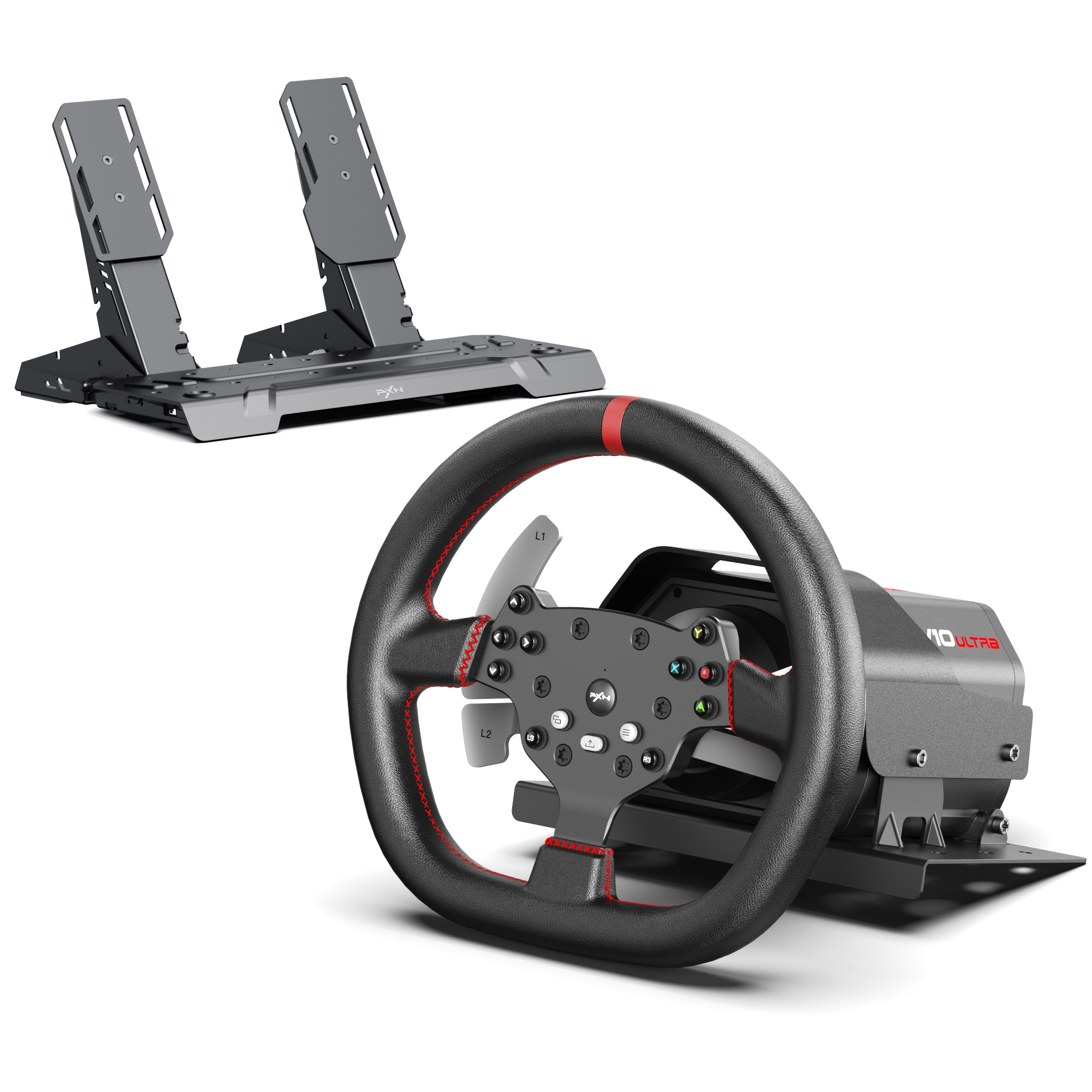 PXN V10 ウルトラ ダイレクト ドライブ レーシング ホイール PC/PS4/Xbox 用、3.2Nm フォース フィードバック、4 パドル、ホール 2 ペダル、APP サポート
