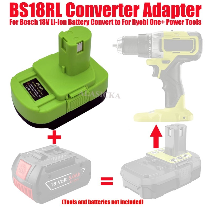 ALASICKA BS18RL バッテリーアダプターコンバーター ボッシュ 18V リチウムイオンバッテリー用 リョービ 18V コードレス電動工具用に変換
