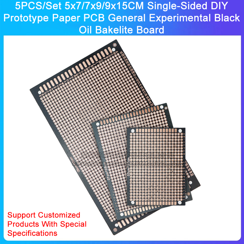 5 ピース/セット 5 × 7/7 × 9/9 × 15 センチメートル片面 DIY プロトタイプ紙 PCB 一般実験ブラックオイルベークライトボード