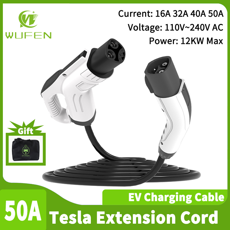 WUFEN テスラ電気自動車充電器テスラ延長ケーブル 16A-50A 3.5KW-12KW 110V-240V EV 充電ステーション NACS 延長コード