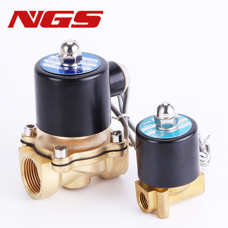 220V 110V 24V 12V 2W 常時閉型 真鍮製電磁弁 水・空気・油用 1/4インチ 3/8インチ 1/2インチ 3/4インチ 1インチ DN8/10/15/20/25/50