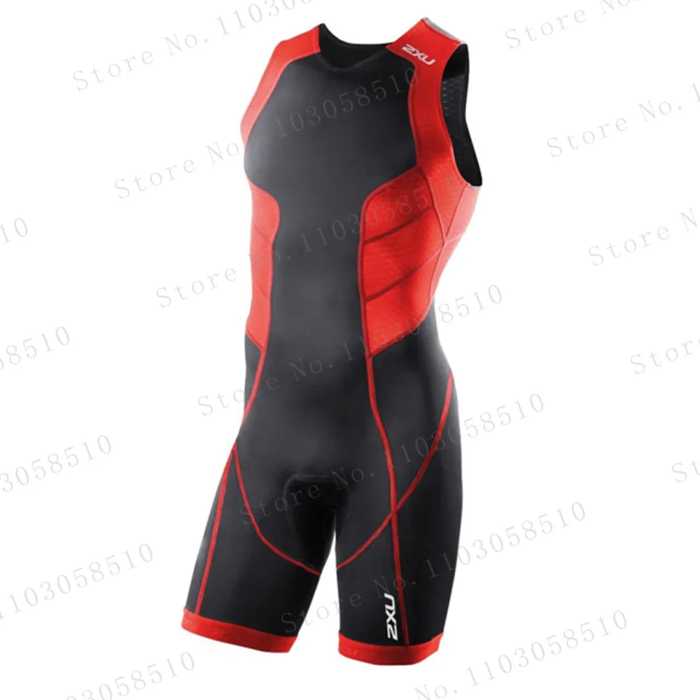 Zxu Trisuit トライアスロン男性トライアスロン服ノースリーブサイクリングスキンスーツジャンプスーツキット夏トライアスロンスーツ男性サイクリングジャージ