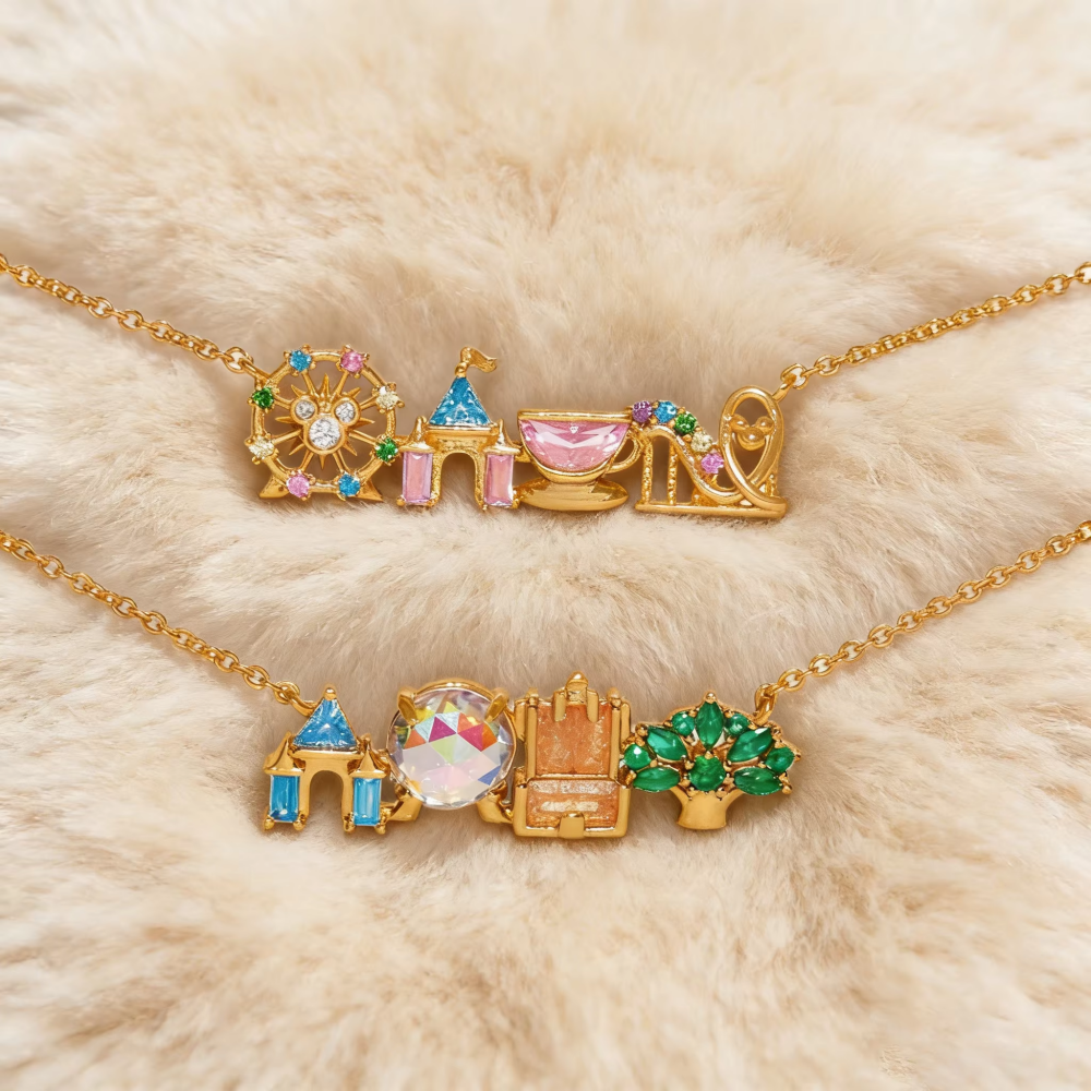 Exquisite Colored Zircon Inlaid Amusement Park Pendant Necklace Cute Sweet Design Versatile Fashion Jewelry Accessory