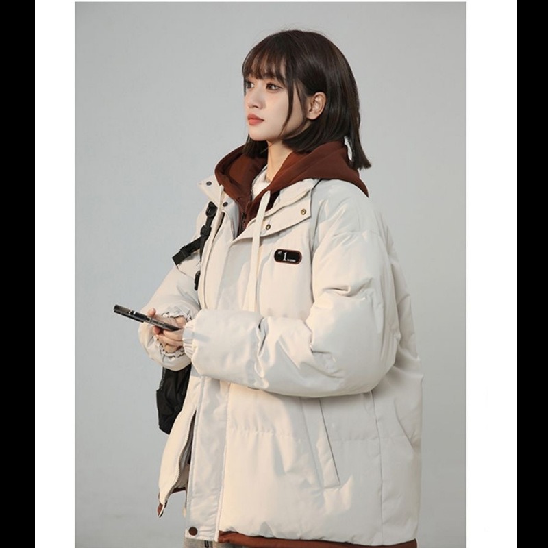 偽 2 綿のジャケット女子学生緩い厚い暖かい綿ジャケットトップ新しい女性の冬のコートジャケットダウン綿パーカー