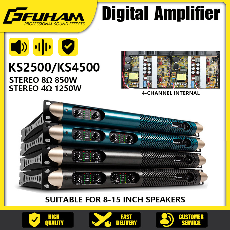 FUHAM KS2500 パワーアンプ 2/4 チャンネル 8 オーム 850 ワットオーディオアンプデジタルアンプオーディオ DJ ステージパフォーマンス