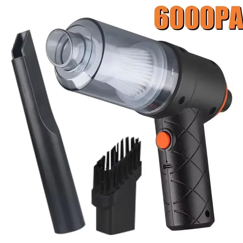 ハンドヘルド車用掃除機、6000Paポータブルミニハイパワー掃除機、吸引と吹き出し両用ペットヘアクリーナー
