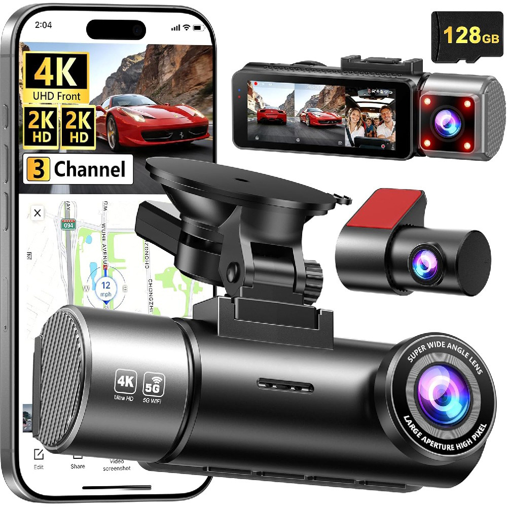 新しい 4K 前後車室内カメラ車 WiFi カメラ内蔵 GPS 重力センサー 170 広角 24 時間駐車モード