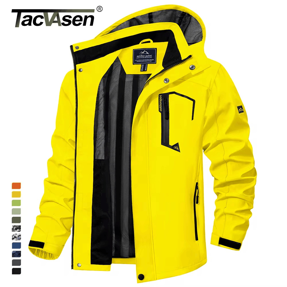 TACVASEN 春秋の軽量ジャケットメンズメッシュ裏地防水レインジャケット屋外釣りハイキングジャケット男性ウインドブレーカー