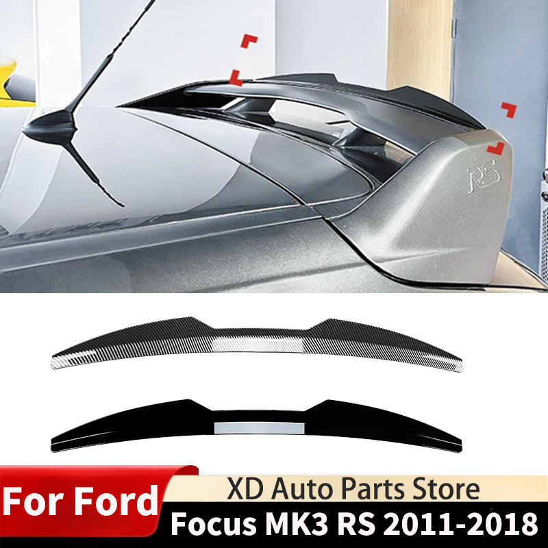フォードフォーカス MK3 RS 2011-2018 車のリア尾翼固定風スポイラーグロスブラックカーボンルックボディキットチューニングオートアクセサリー