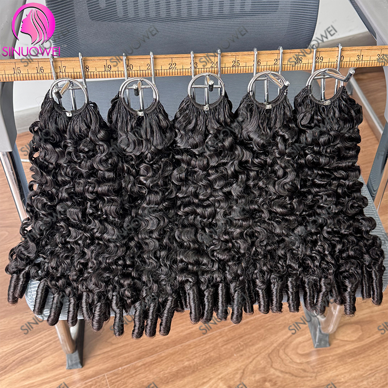 15A ビルマカーリーかぎ針編みヘアナチュラルブラック機械製フェザーソフトカーリーヘアバンドルフェザーかぎ針編みヘアエクステンション
