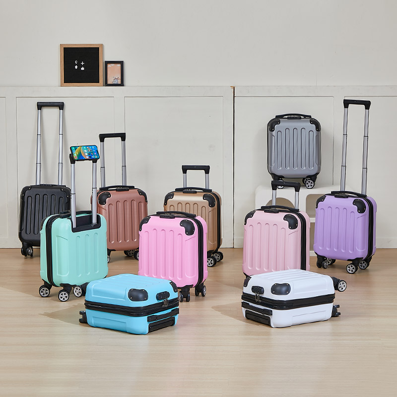 ファッショナブルな機内持ち込み手荷物 14 インチのキャビンサイズのスーツケース、短期旅行に最適、カップ ホルダーと電話ホルダーが付属