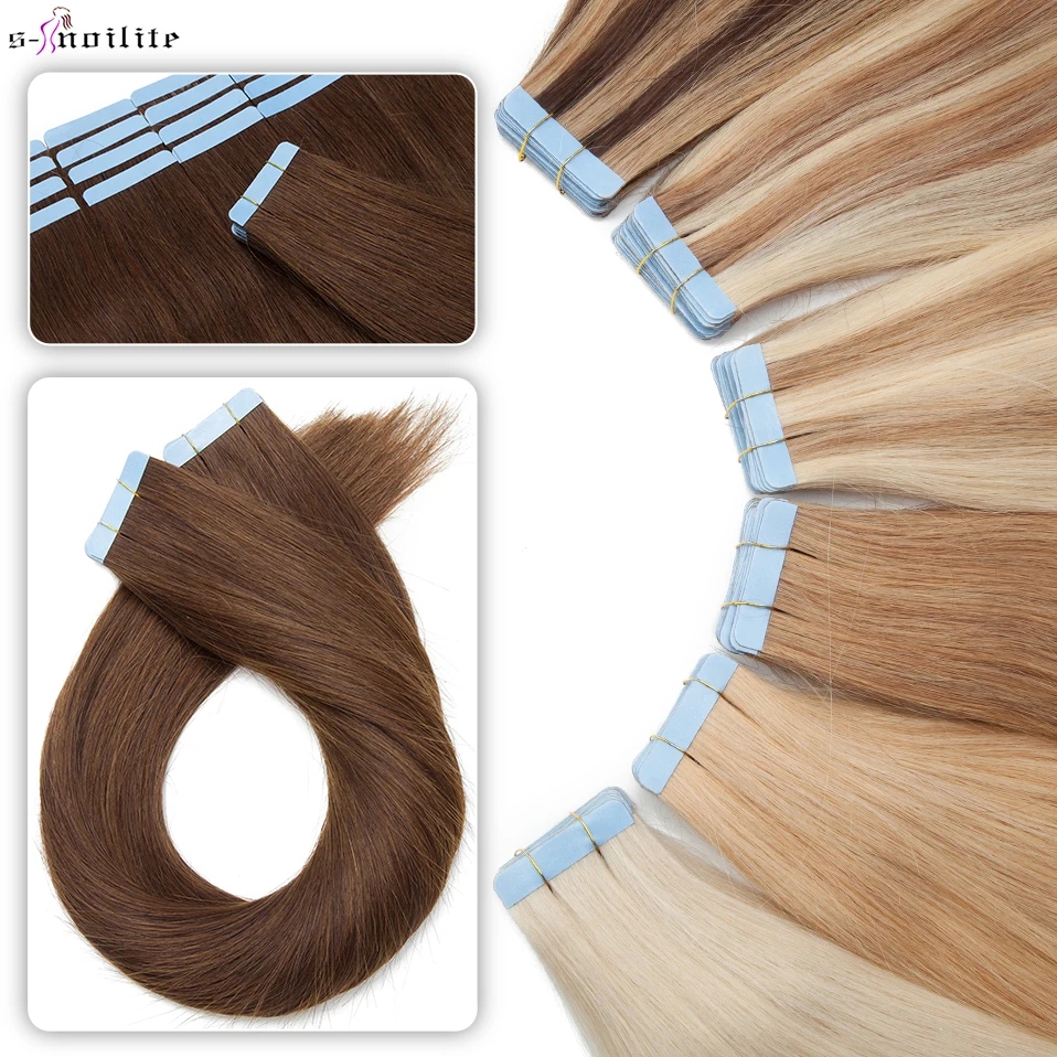 S-noilite 20 個テープでヘアエクステンション人毛 2.5 グラムメガヘアストレート自然な髪のシームレスな目に見えない両面スキン横糸