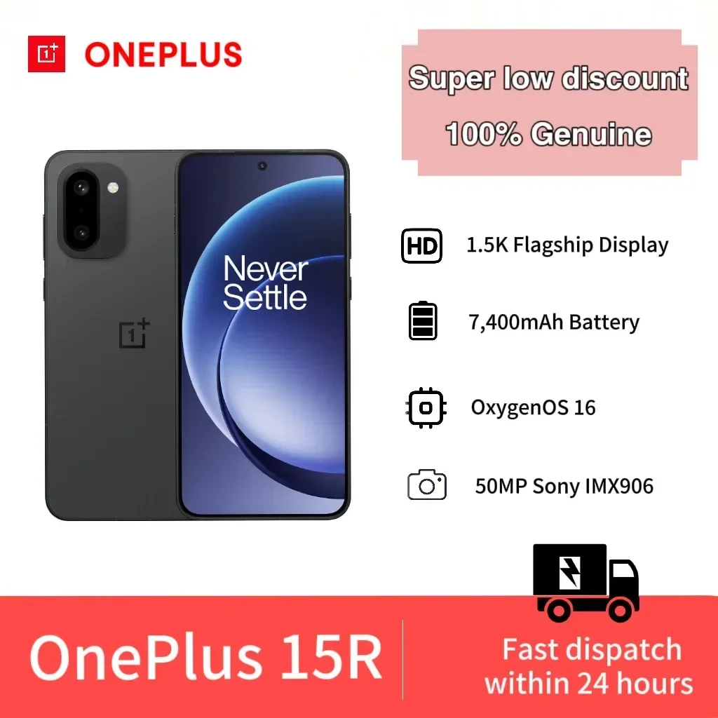 OnePlus 15R 12 256/512GB グローバル バージョン、Snapdragon 8 Gen 5 搭載 AI スマートフォン、6.83 インチ 165Hz、7400mAh バッテリー、充電器なし