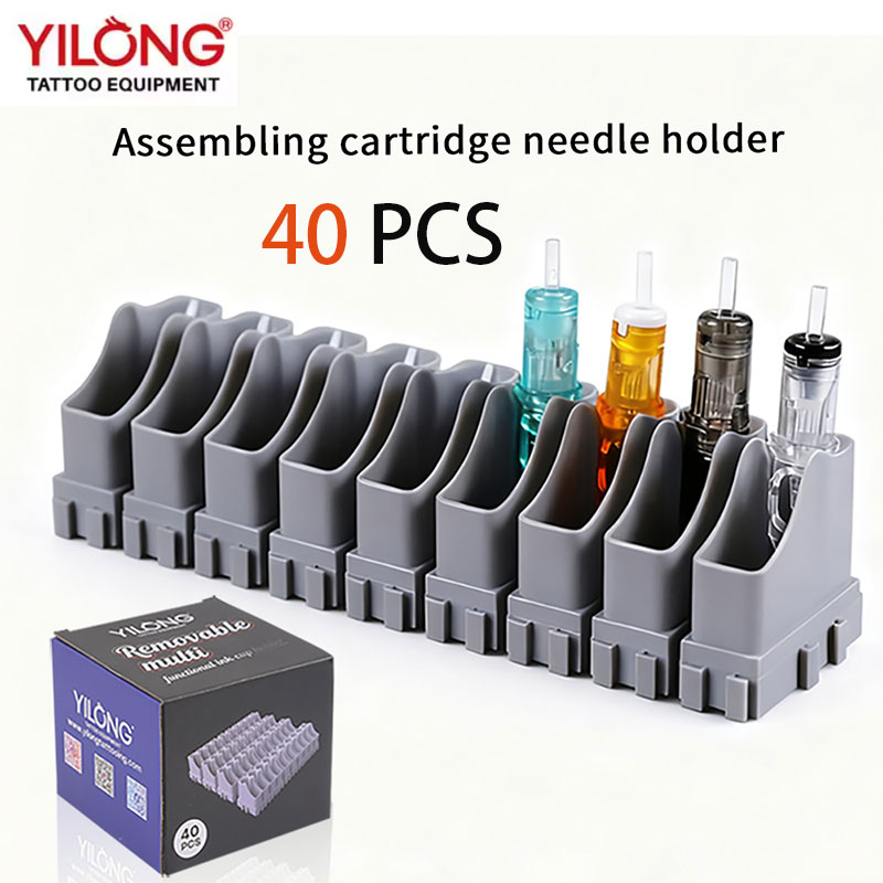 YILONG 40 個 ABS タトゥーアクセサリーマルチスプライスタトゥーカートリッジホルダータトゥーアーティストデスクトップストレージコンビネーションラック