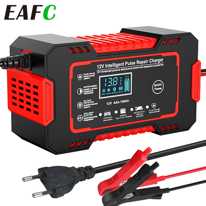 車のバッテリー充電器 12V 6A パルス修理 Lcd ディスプレイスマート高速充電 AGM ディープサイクルゲル鉛酸充電器自動車オートバイ用