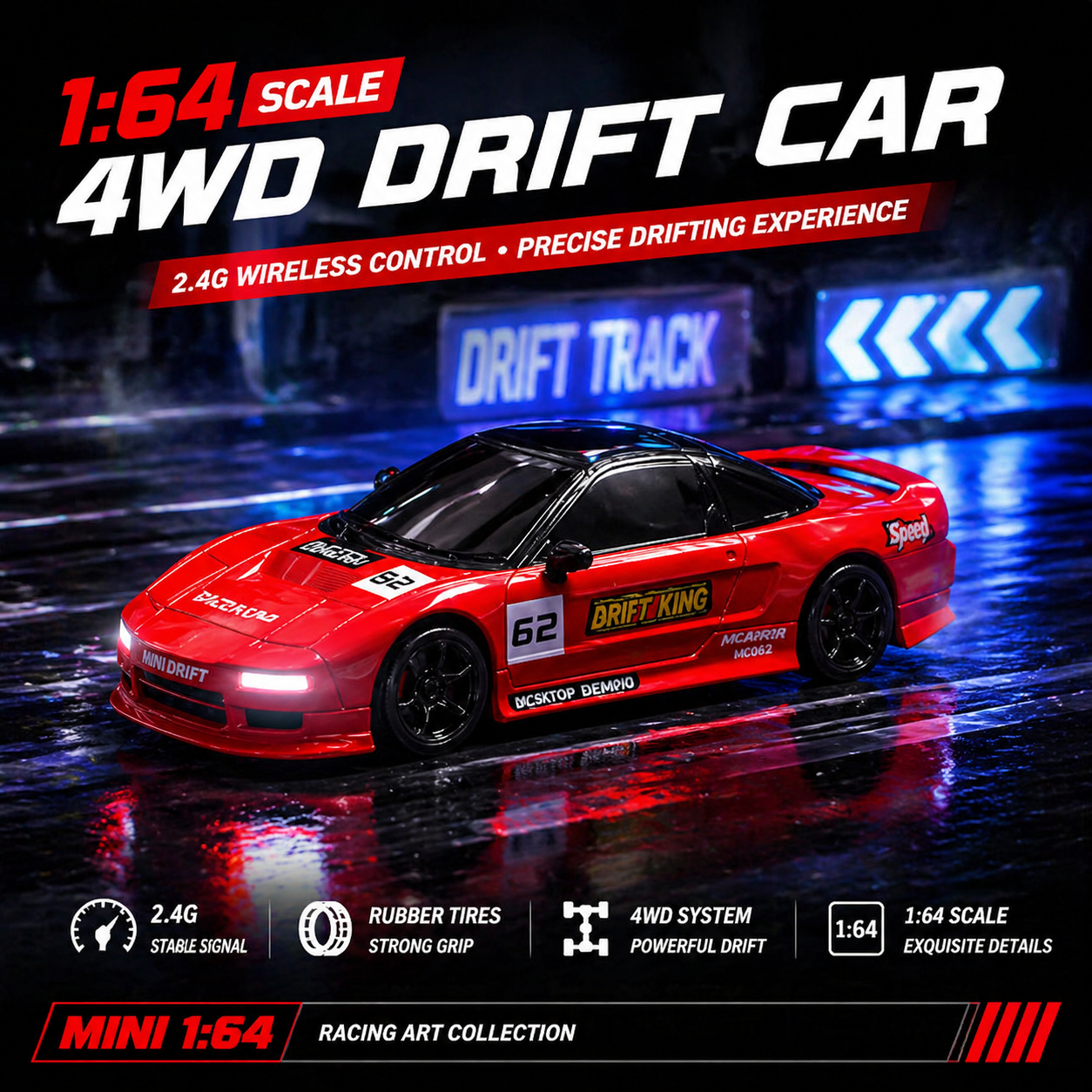 MCARRO MC062 1:64 ミニ 4WD RC ドリフトカー 2.4 グラム高速レーシング JDM カーモデルリモートコントロールおもちゃの誕生日プレゼント男の子のため
