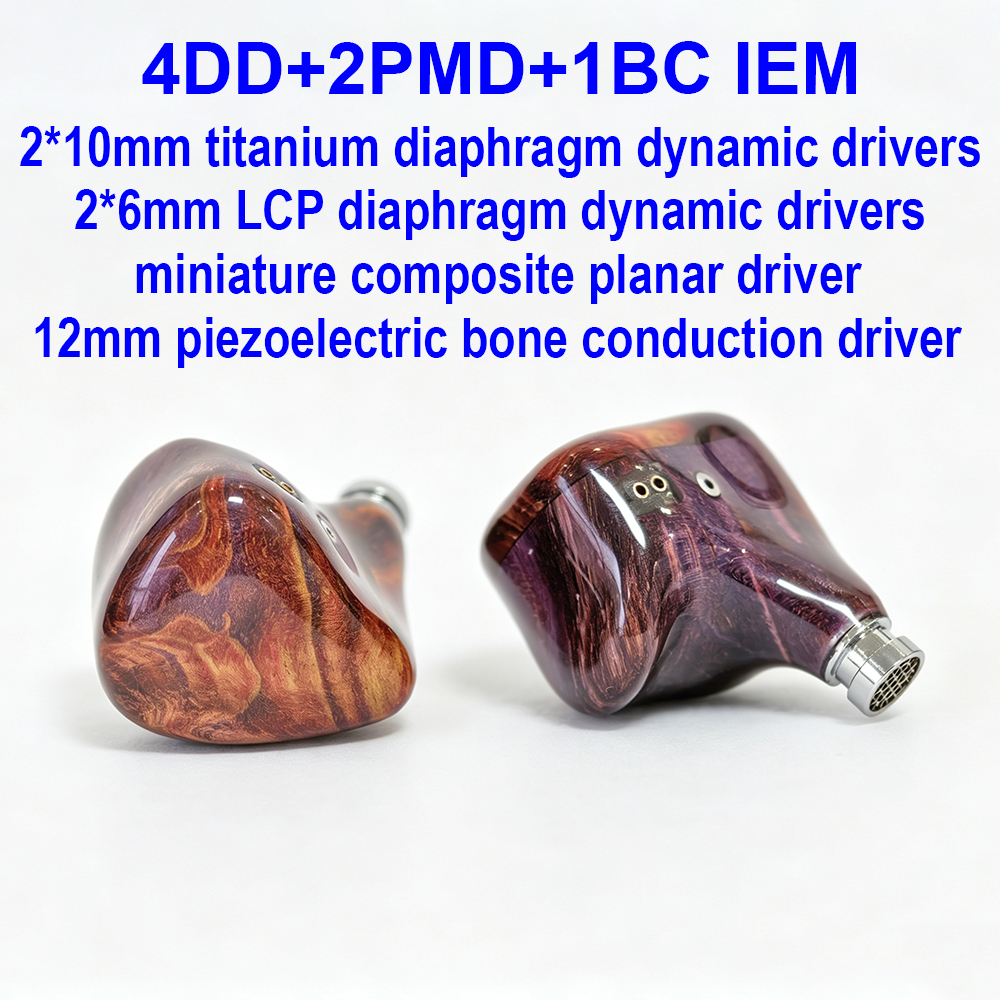 4DD+2PMD+1BC IEM Earphones Hifi Headphones in Ear Monitors Earbuds Planar Driver Bone Conduction Wired Headphone 2pin NC421 IEMs