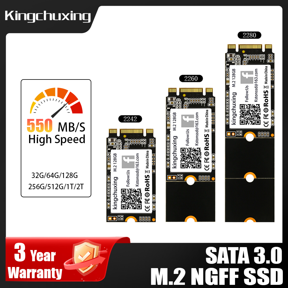 Kingchuxing M2 SSD 128 ギガバイト M.2 NGFF 2242 256 ギガバイト 512 ギガバイト HD SATA3 SSD NGFF 2280 1 テラバイト 2 テラバイト内部ソリッドステートドライブラップトップデスクトップ用