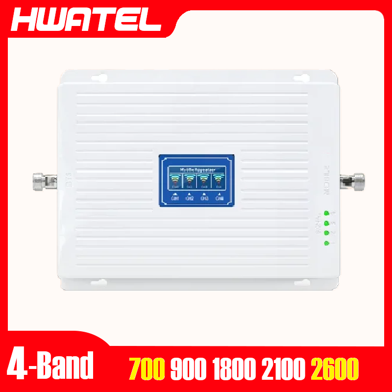 1.2 キロ 25dBm 75dB ゲインハイパワー 4 バンドセルラーアンプ 700 900 1800 2100 MHz 4G 5G 信号ブースターリピータ B28 B8 B3 B1