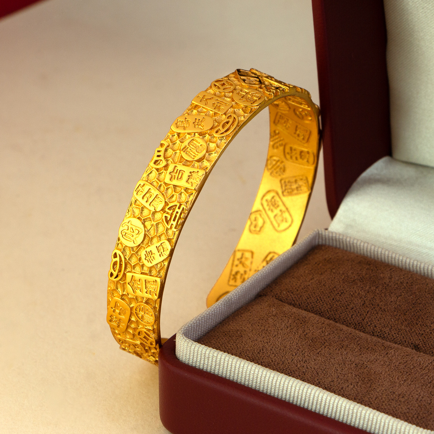 高級ジュエリー 24 K リアルゴールド Jiyan オープンブレスレット au9999 ゴールド古代ファッションファッションワイドソリッドハンマーパターンブレスレット