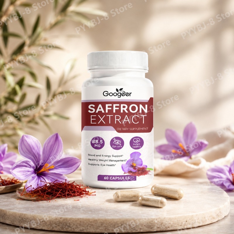 サフラン カプセル 60 カウント サプリメント 88.5mg サフラン スティグマ エキス配合 感情管理とエネルギー補給をサポート