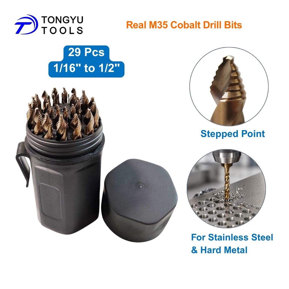 29 個 M35 コバルトドリルビットセット段付きポイント 1/16-1/2 インチジョバー長さ HSS Co5% ツイストビットステンレス鋼硬質金属用
