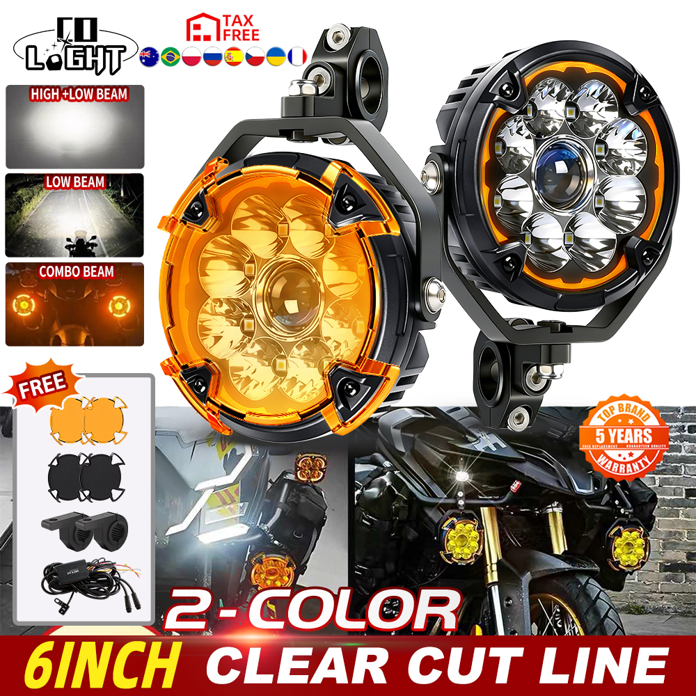 CO LIGHT 6 "オフロード使用車両補助バイクライト高低ビームアンバー DRL 1200GS F800 スイッチストロボフォグランプ 12V