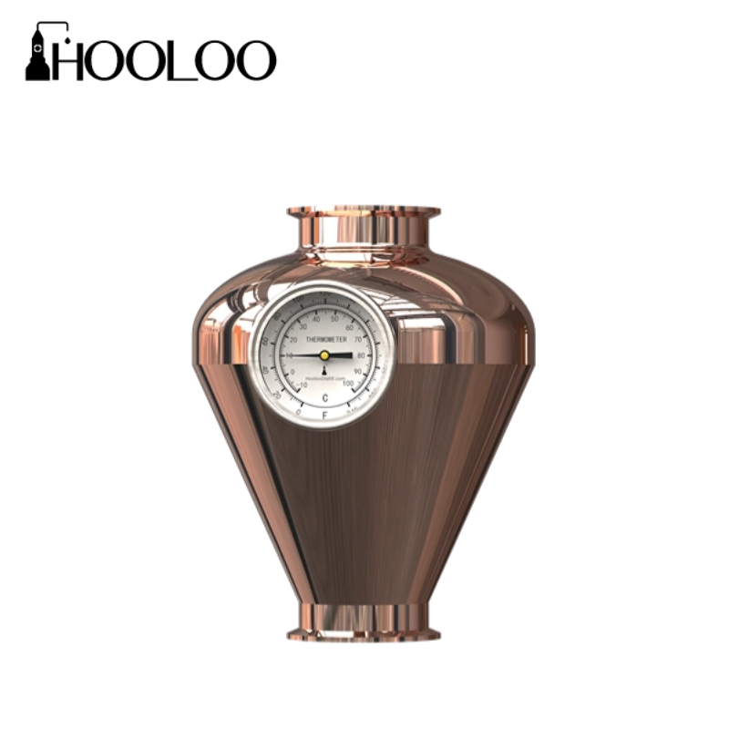 Hooloo 高純度銅ヘルメット 温度計付き 銅オニオンヘッド 3 インチ 4 インチ アルコール蒸留器用 家電 自家製醸造用