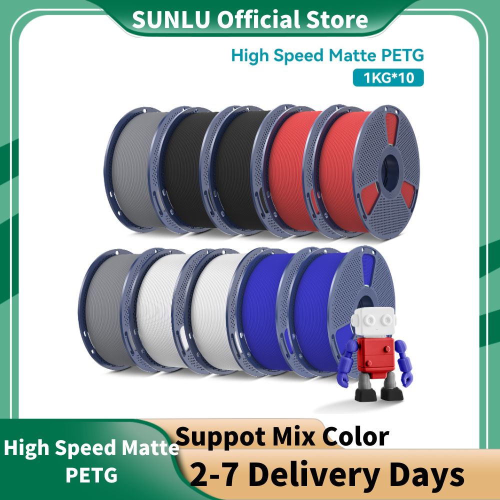 SUNLU 10KG 高速マット PETG フィラメント 1.75mm - 超高速 600mm/s 印刷、糸引きなし、Creality、Prusa、Bambu Lab 用の PETG