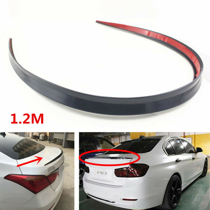 車の ABS ユニバーサル 1.2 メートルブラックスポイラーカーボンファイバーアクセサリーカースポイラーソフト車のリアルーフトランクスポイラーリアウイングリップトリムスティック