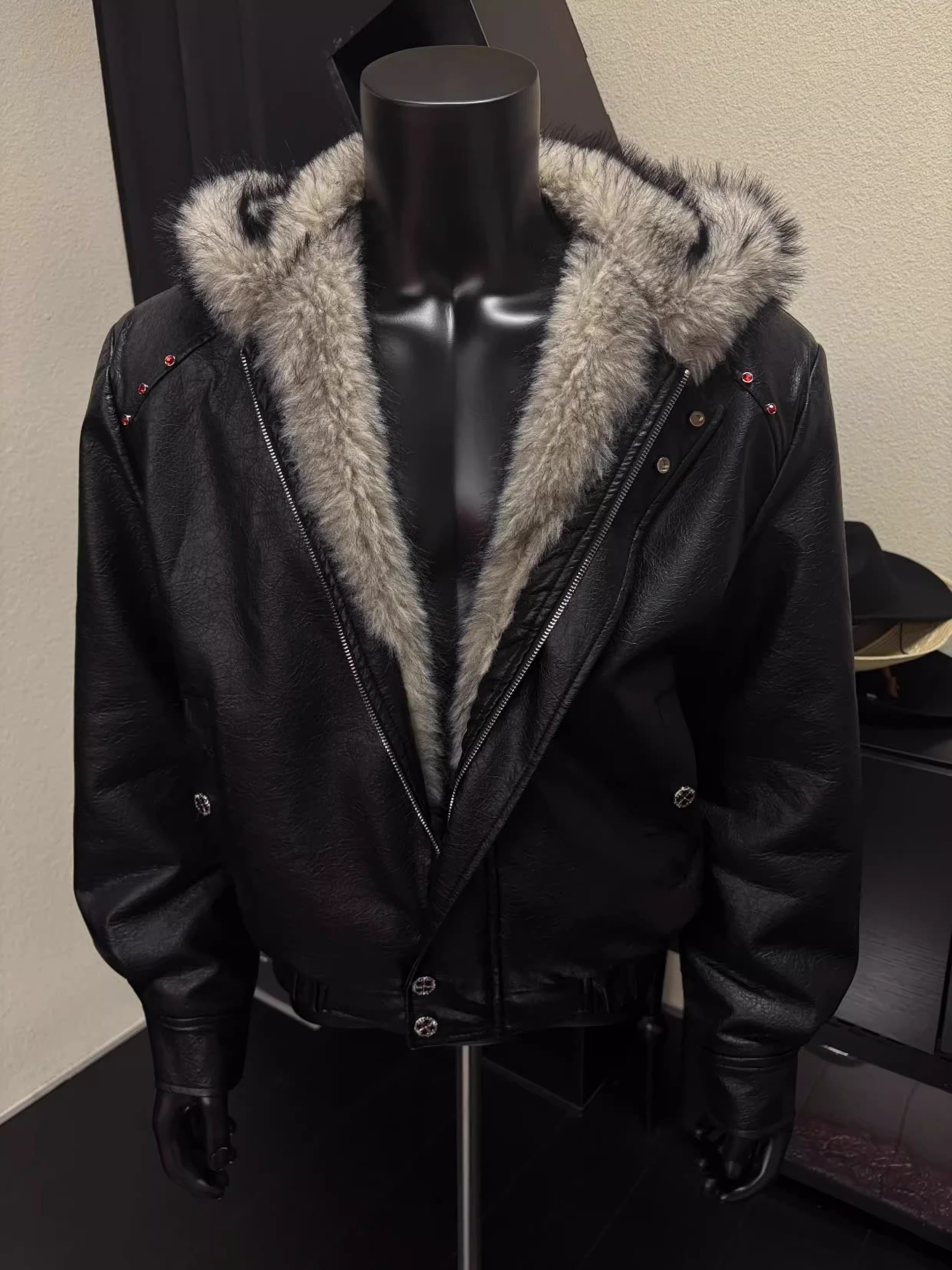 良質 Pu レザーフェイクファーレザージャケット冬コート男性女性ヴィンテージカジュアル厚み暖かいレザーコートアウター