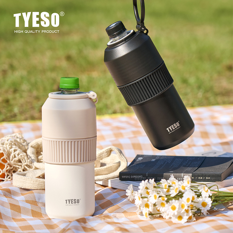 TYESO 真空断熱ペットボトルクーラーワインボトル用コーヒーステンレス鋼夏屋外ポータブル与えるライナーカップ