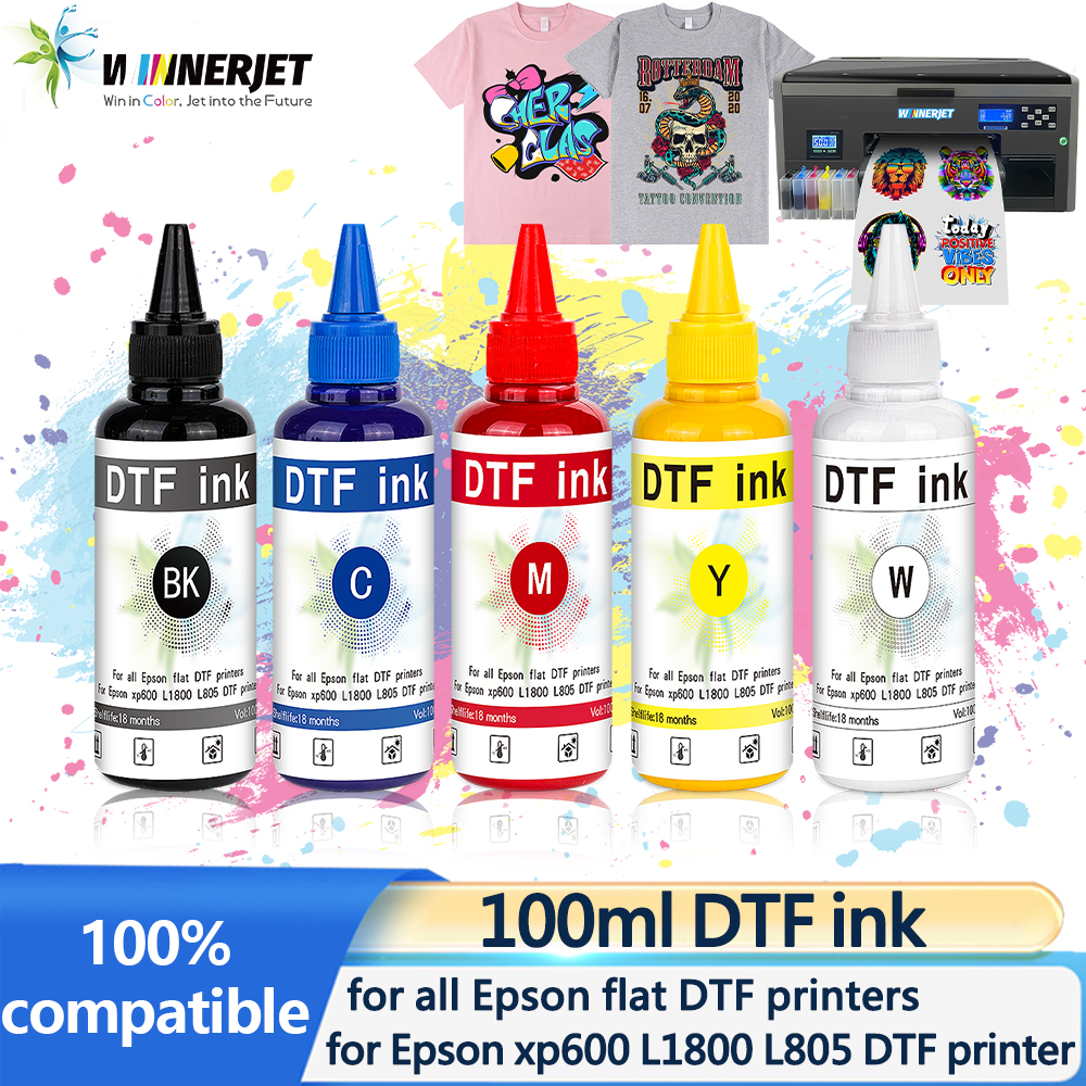 Winnerjet DTF インク 100 ミリリットル/ボトルエプソン DX5 DX7 4720 5113 XP600 プリントヘッド L1800 1390 L1800 L805 DTF プリンタ
