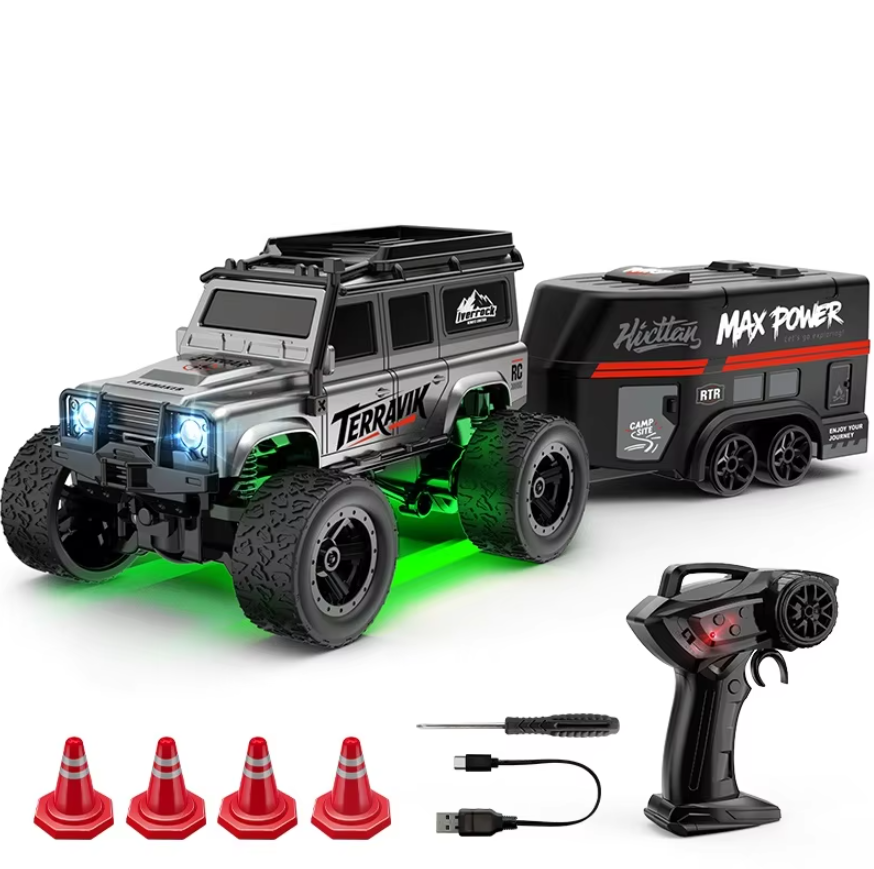 熱い販売ミニ 1:64 リモートコントロールカークライミングトレーラーオフロード車子供のおもちゃモデル少年の誕生日ギフト
